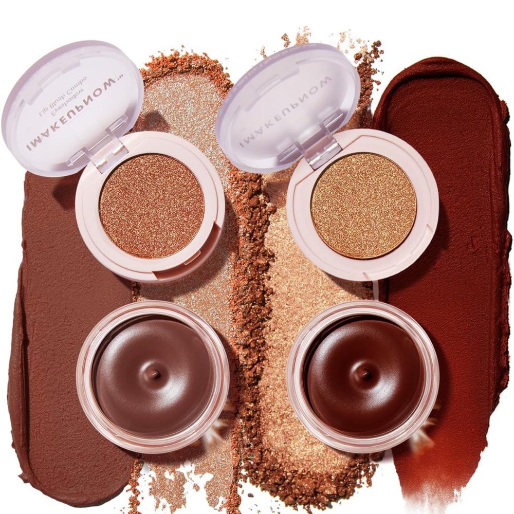 Elegant Eyeshadow and Cream Duo - Rich Brown and Gold